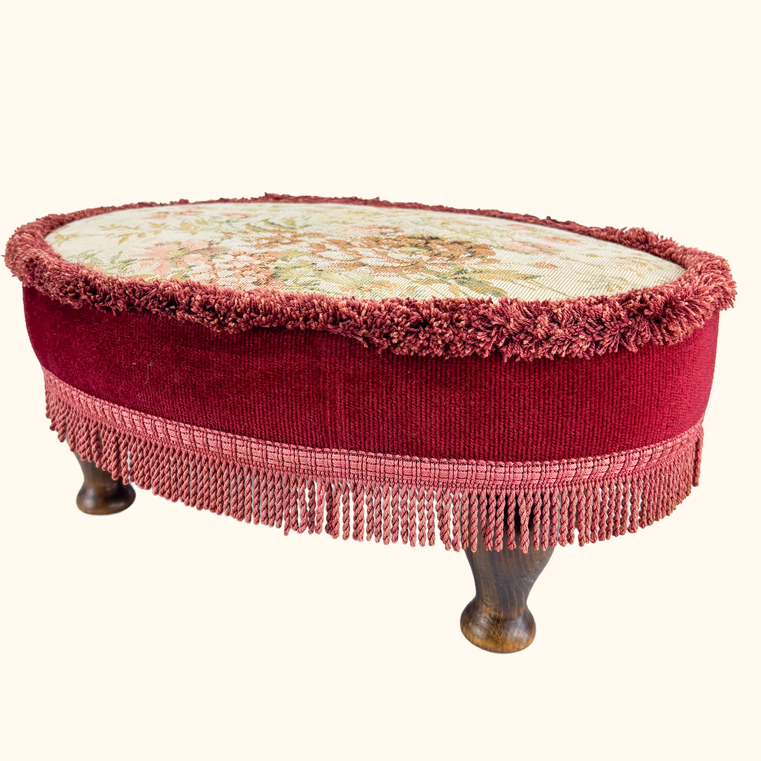 Vintage Sherborne Upholstered Tapestry Footstool Sherborne