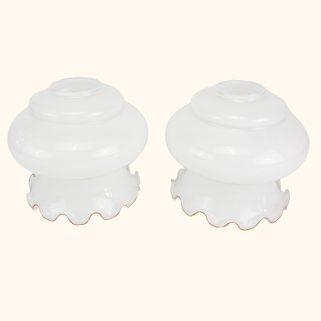 Vintage White Opaline Glass Pendant Light Shades Pair Sunshine Thrift