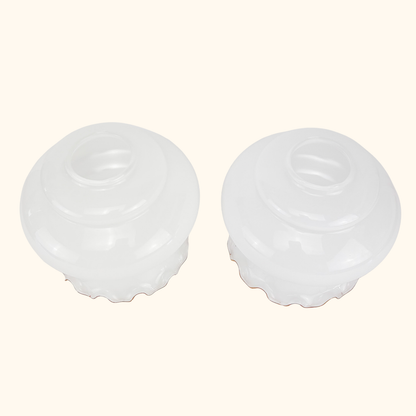 Vintage White Opaline Glass Pendant Light Shades Pair Sunshine Thrift