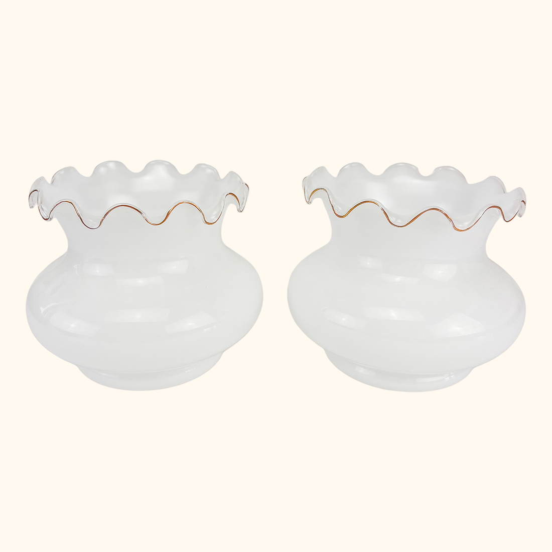 Vintage White Opaline Glass Pendant Light Shades Pair Sunshine Thrift