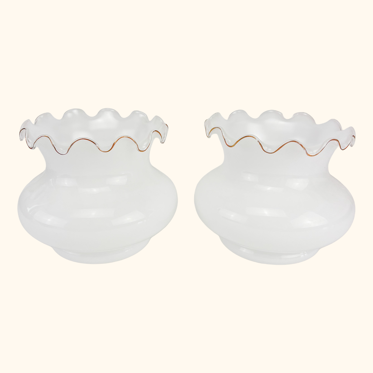 Vintage White Opaline Glass Pendant Light Shades Pair Sunshine Thrift