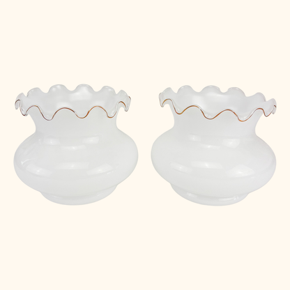 Vintage White Opaline Glass Pendant Light Shades Pair Sunshine Thrift