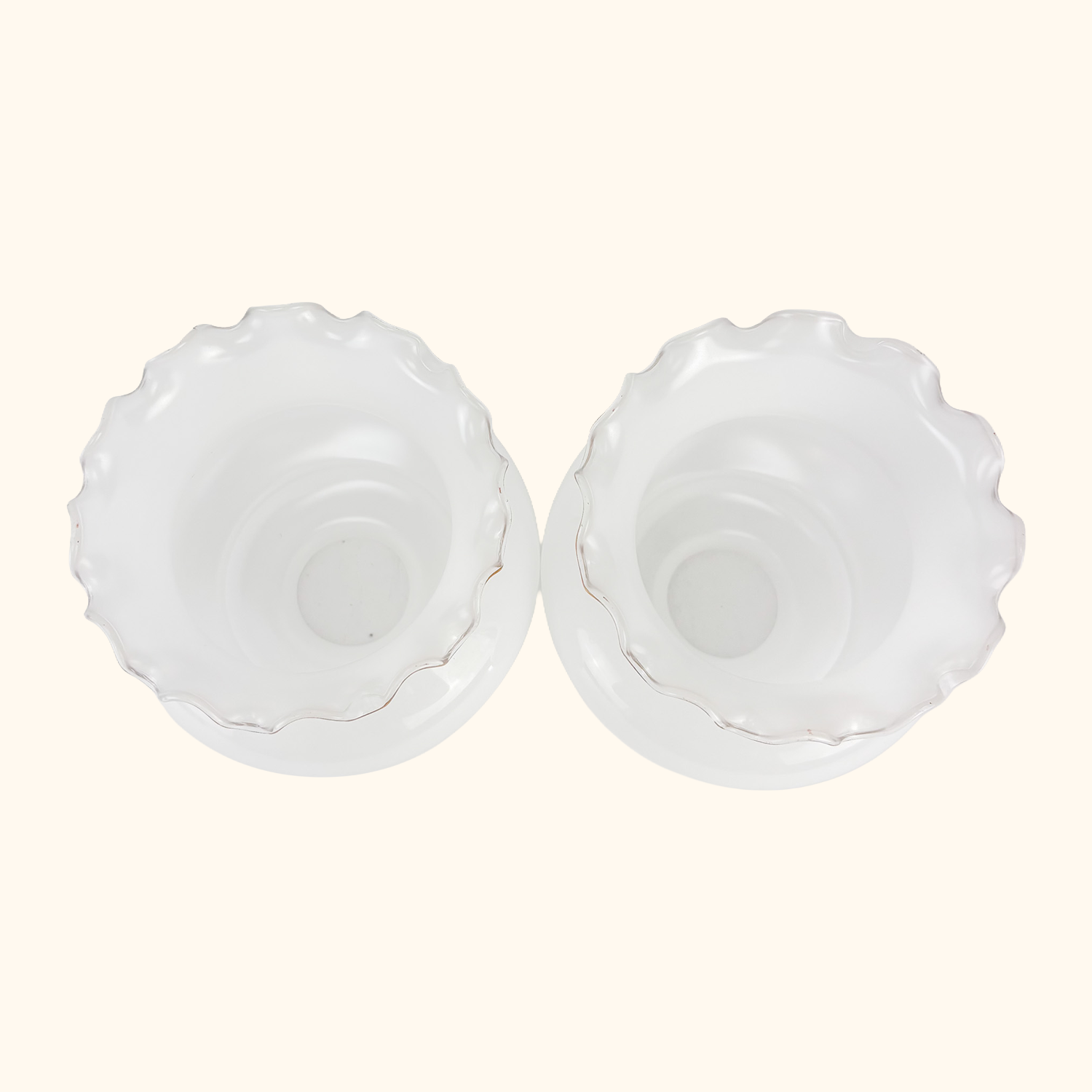Vintage White Opaline Glass Pendant Light Shades Pair Sunshine Thrift