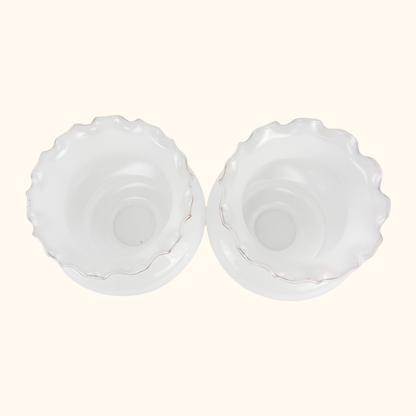 Vintage White Opaline Glass Pendant Light Shades Pair Sunshine Thrift