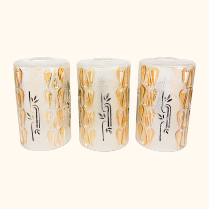 Vintage 1960s Frosted Glass Cylinder Ceiling Shades - Set of 3 Sunshine Thrift