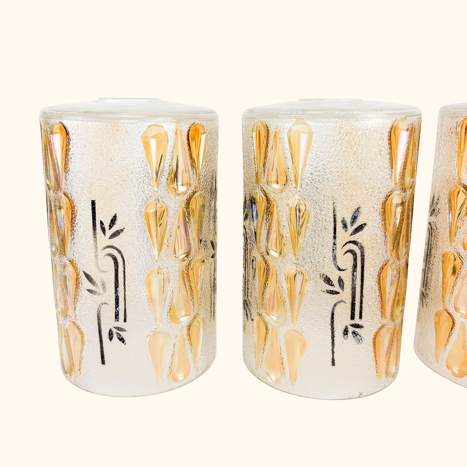 Vintage 1960s Frosted Glass Cylinder Ceiling Shades - Set of 3 Sunshine Thrift