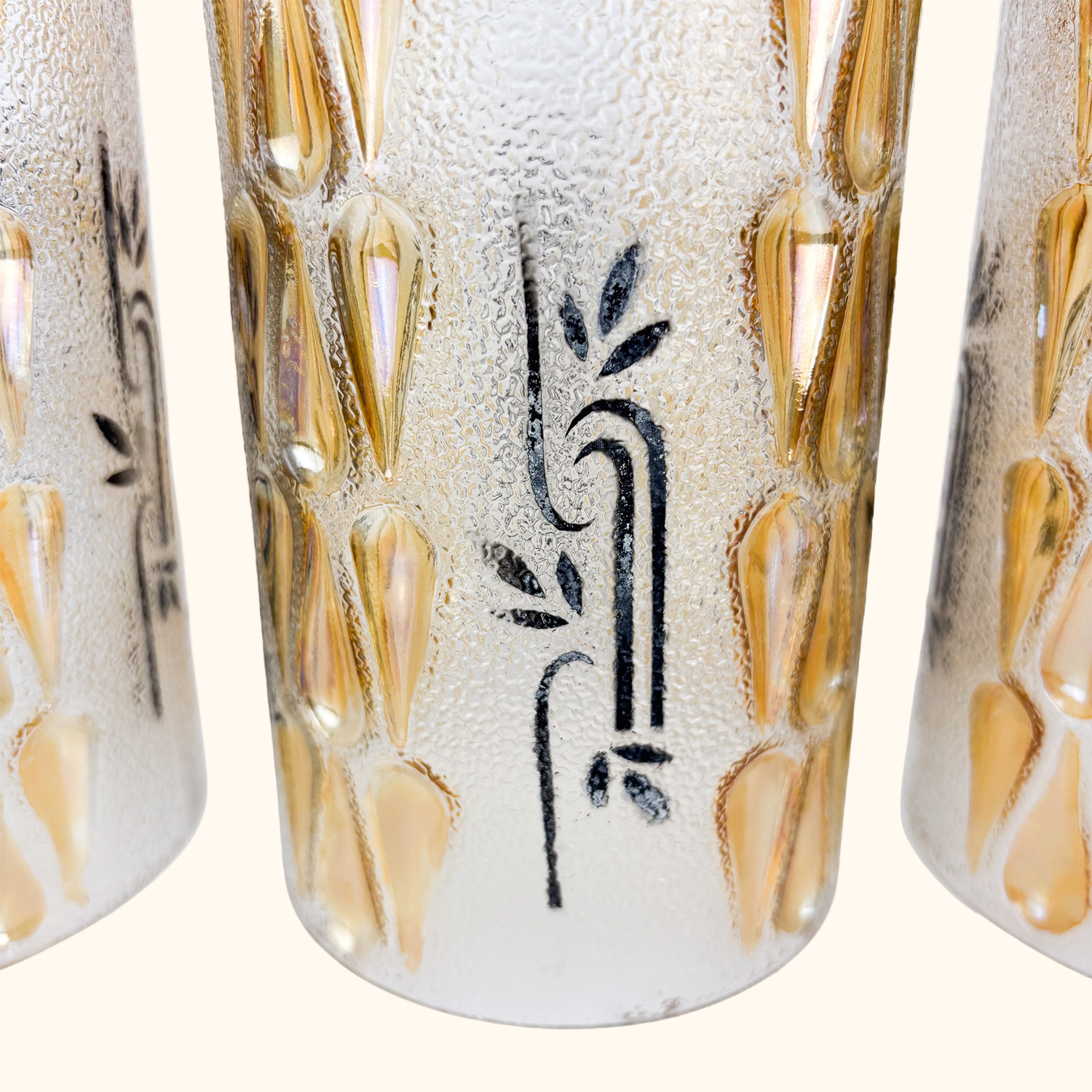 Vintage 1960s Frosted Glass Cylinder Ceiling Shades - Set of 3 Sunshine Thrift