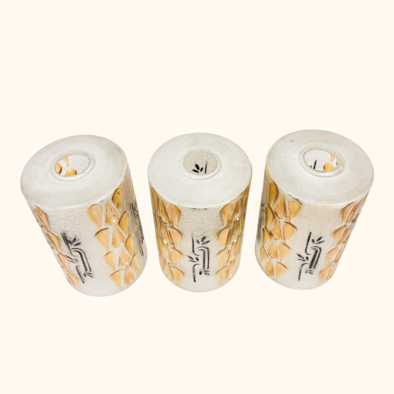 Vintage 1960s Frosted Glass Cylinder Ceiling Shades - Set of 3 Sunshine Thrift
