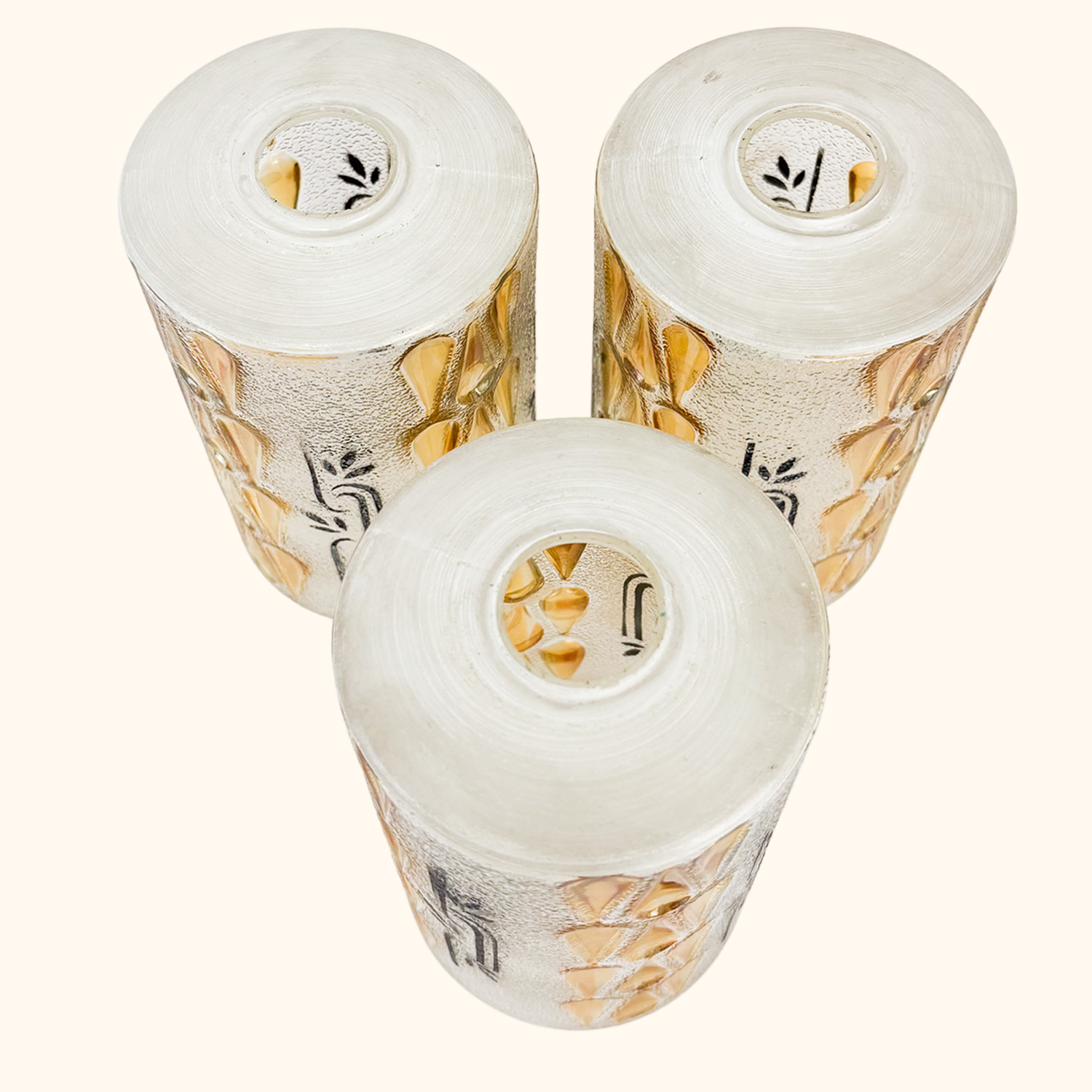 Vintage 1960s Frosted Glass Cylinder Ceiling Shades - Set of 3 Sunshine Thrift