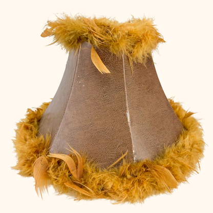 Brown Leather Lampshade Feather Trim Sunshine Thrift