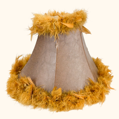 Brown Leather Lampshade Feather Trim Sunshine Thrift