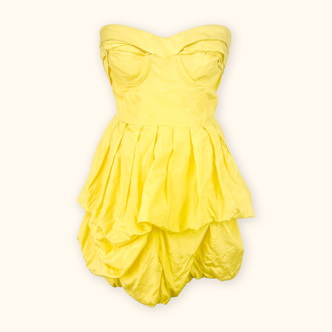 ASOS Yellow Puff Ball Strapless Mini Dress - Size 14