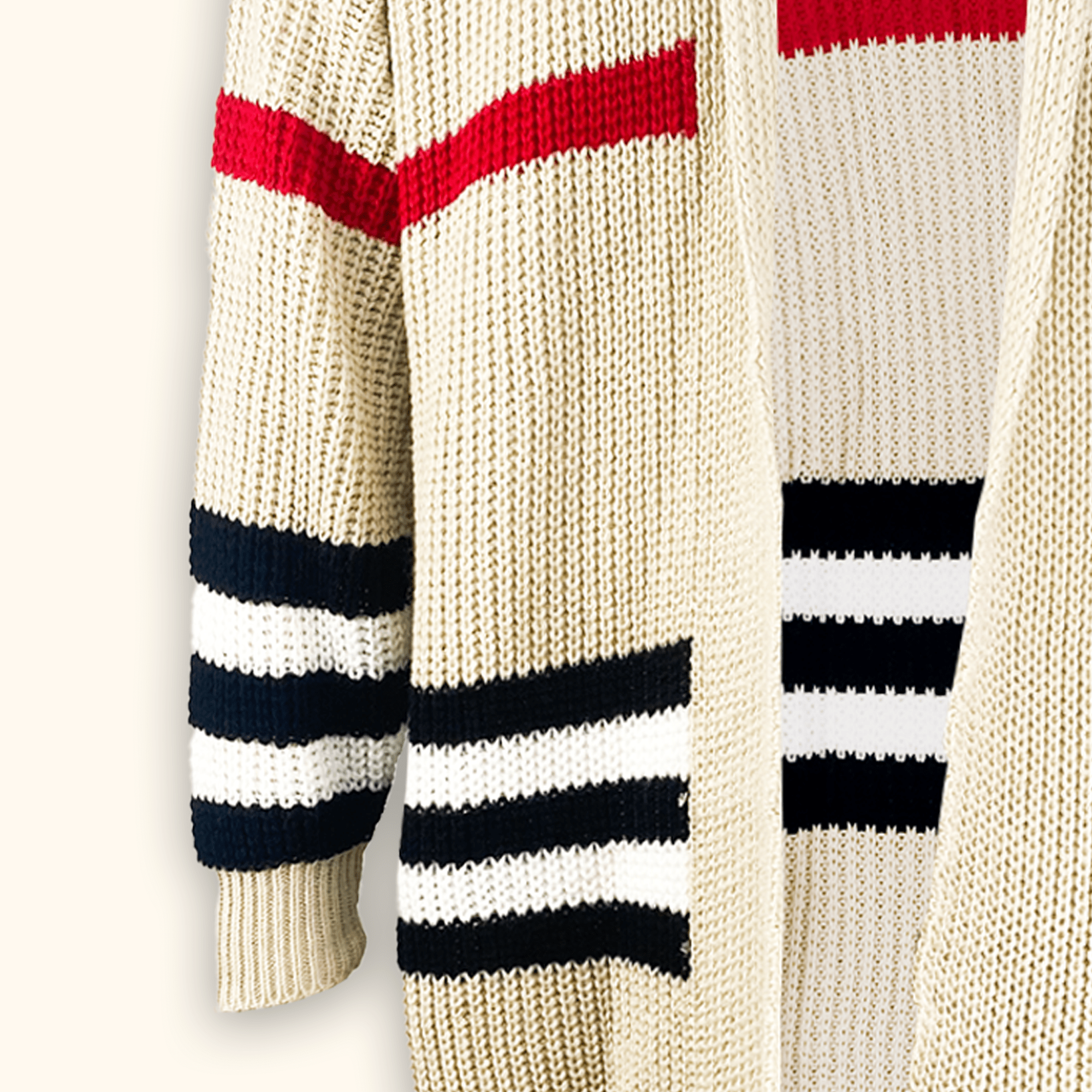 Striped Longline Chunky Knit Cardigan - Size 18