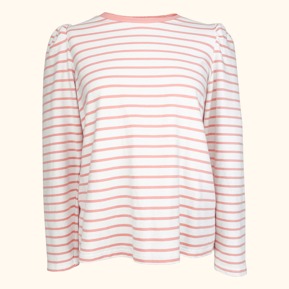 Oliver Bonas Striped Pink &amp; White Long Sleeve Top - Size 12