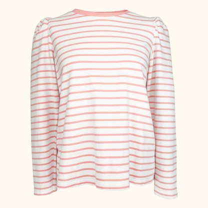 Oliver Bonas Striped Pink &amp; White Long Sleeve Top - Size 12