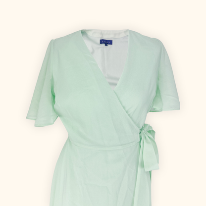 Debut Mint Green Wrap Front Occasion Maxi Dress - Size 8