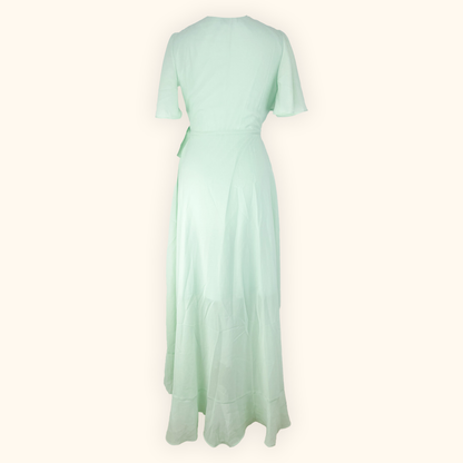 Debut Mint Green Wrap Front Occasion Maxi Dress - Size 8