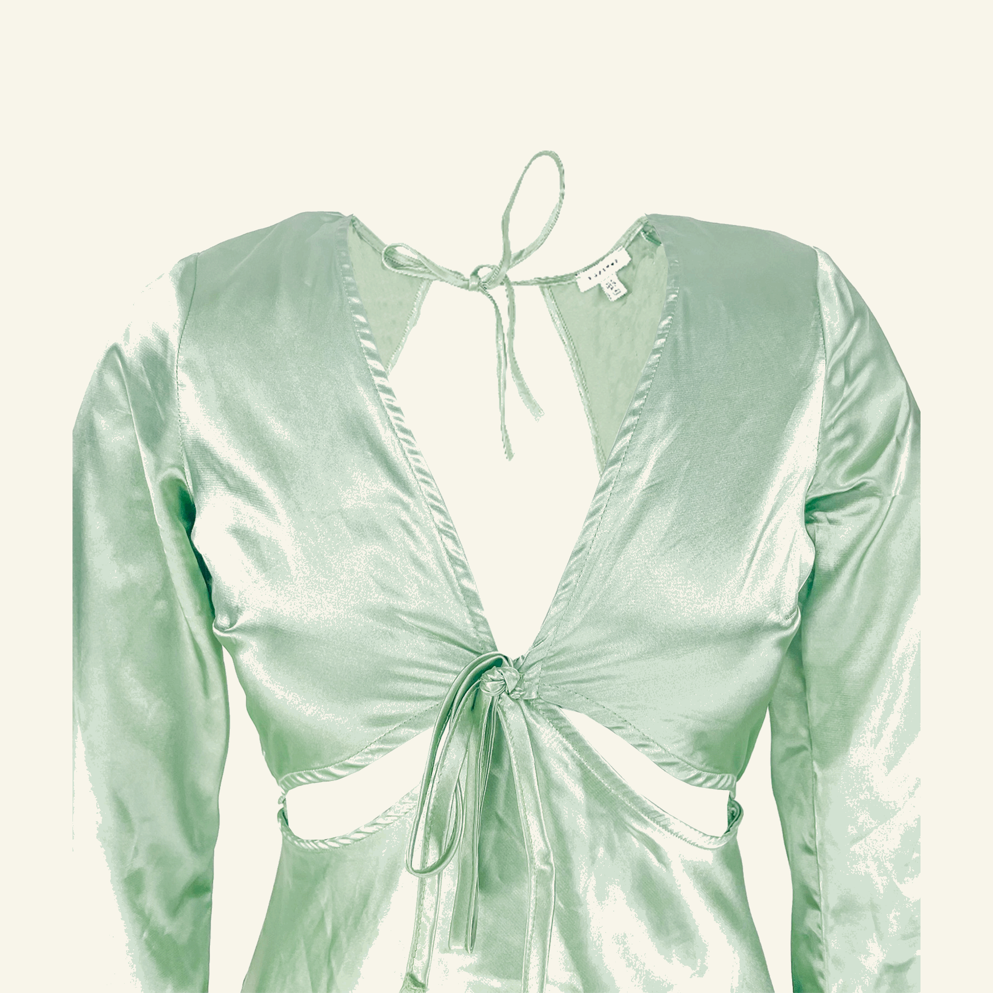 Topshop Mint Green Satin Long Sleeve Cut Out Midi Dress - Size 8 Topshop