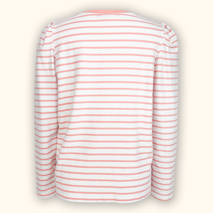 Oliver Bonas Striped Pink &amp; White Long Sleeve Top - Size 12
