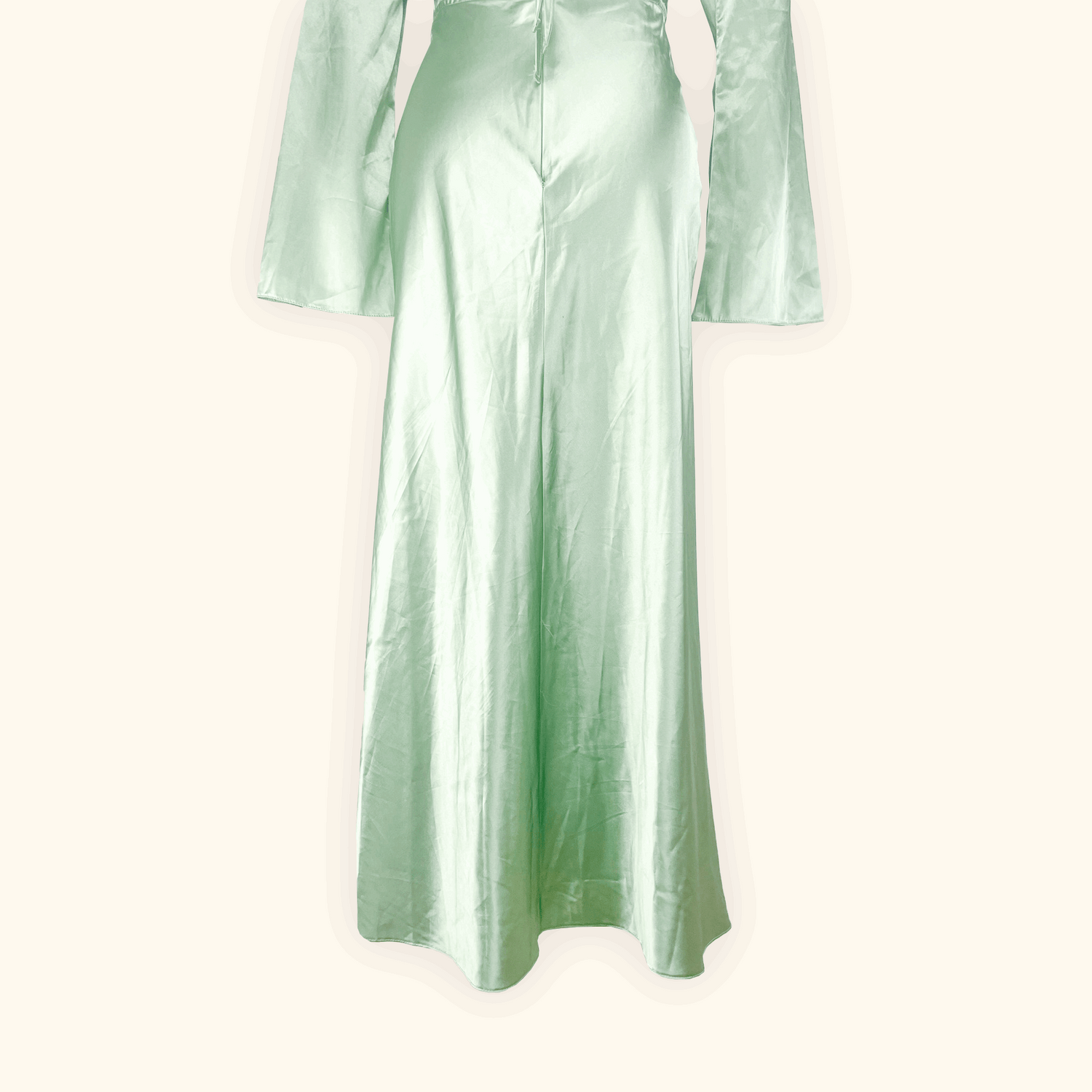 Topshop Mint Green Satin Long Sleeve Cut Out Midi Dress - Size 8 Topshop