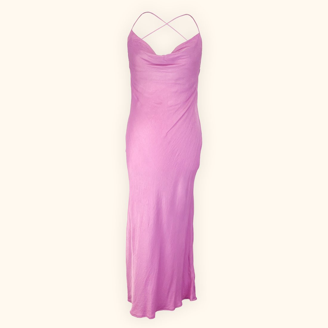 Zara Orchid Pink Satin Cami Maxi Dress - Size Small