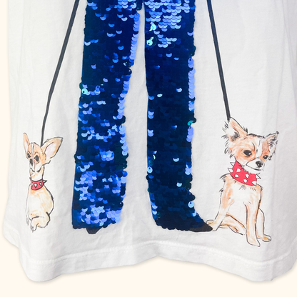 Zara Sequin Dog Graphic T-Shirt - Size Small