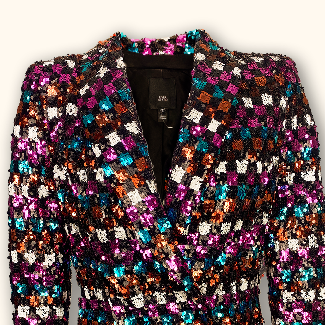 River Island Colourful Sequin Blazer Dress - Size 10 -  - Dresses