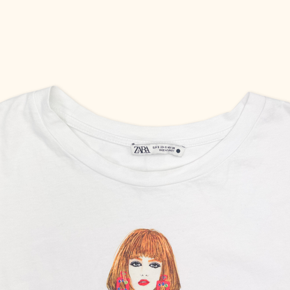Zara Sequin Dog Graphic T-Shirt - Size Small