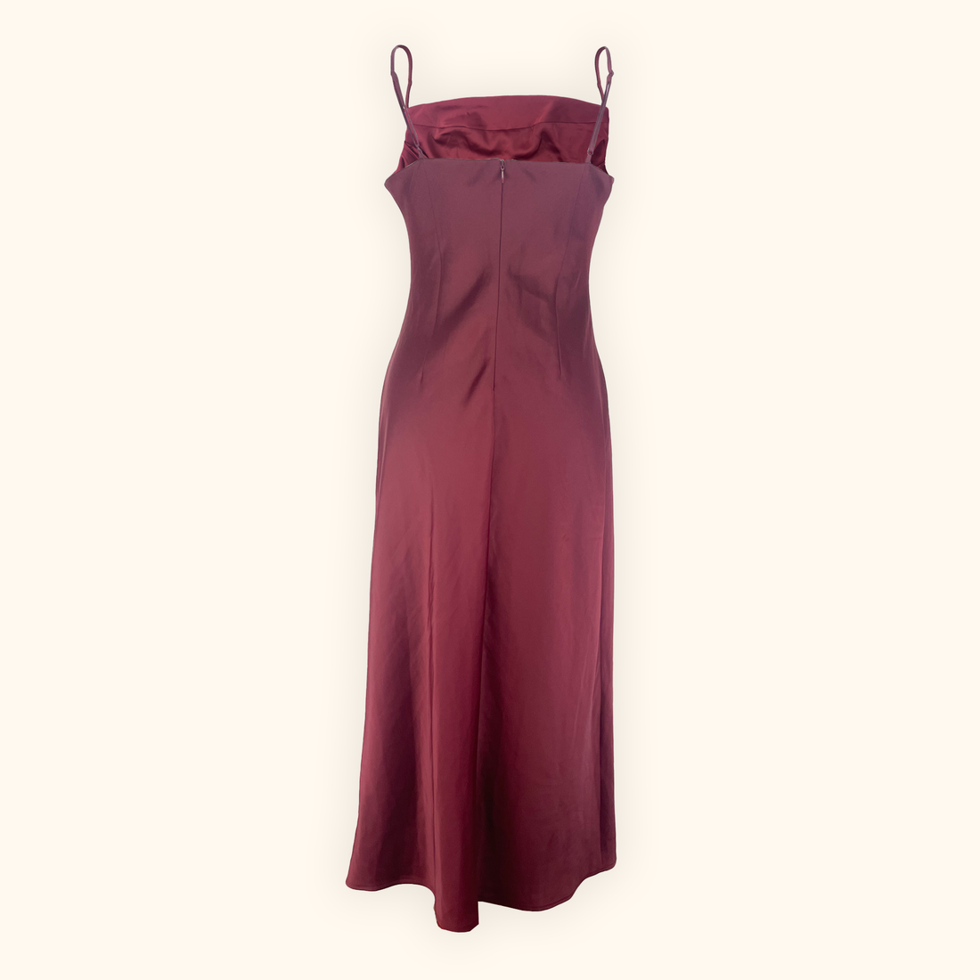 Urban Outfitters Burgundy Satin Cami Midi Dress - Size Medium