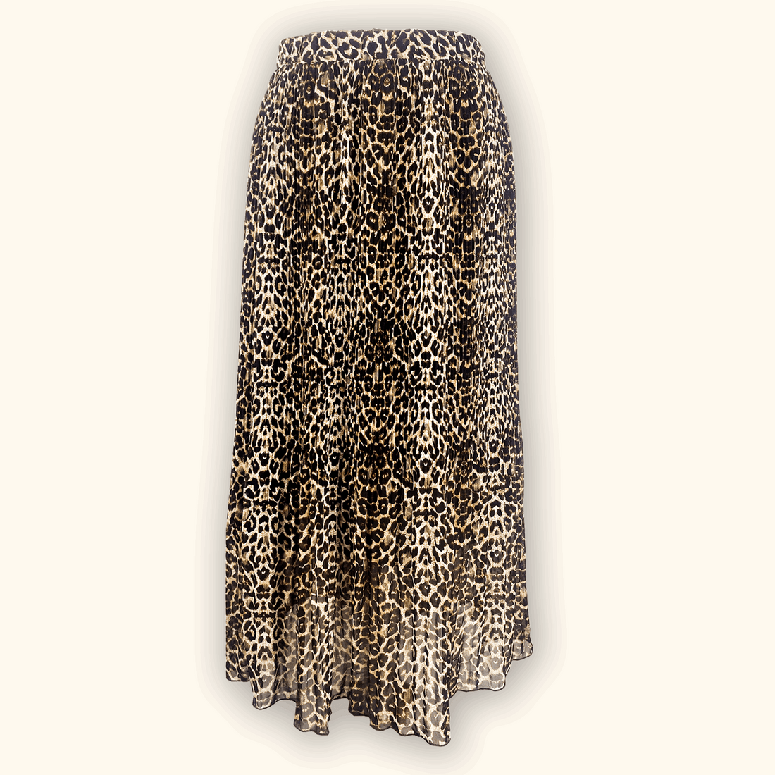 Feather and Bone Leopard Print Pleated Midi Skirt - Size Medium -  - Skirts