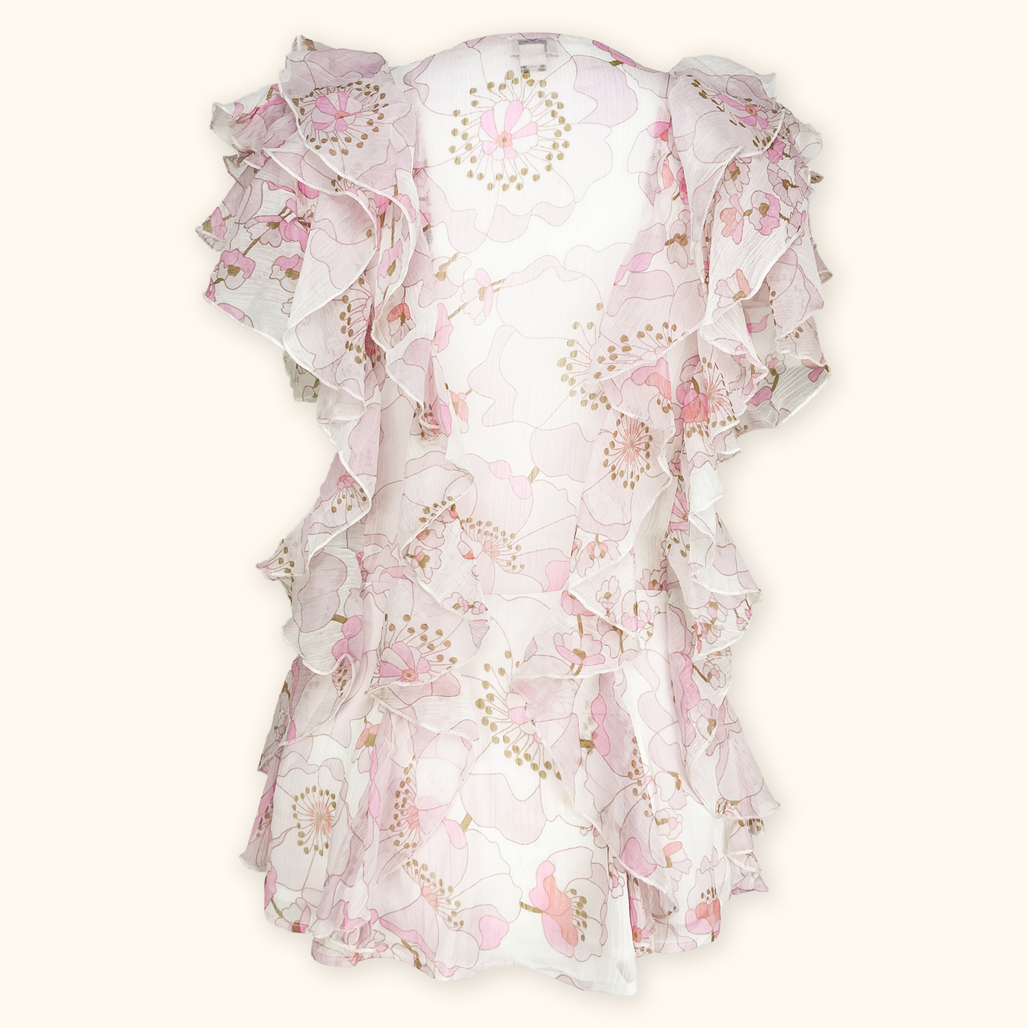 River Island Pink Ruffle Blouse - Size 12