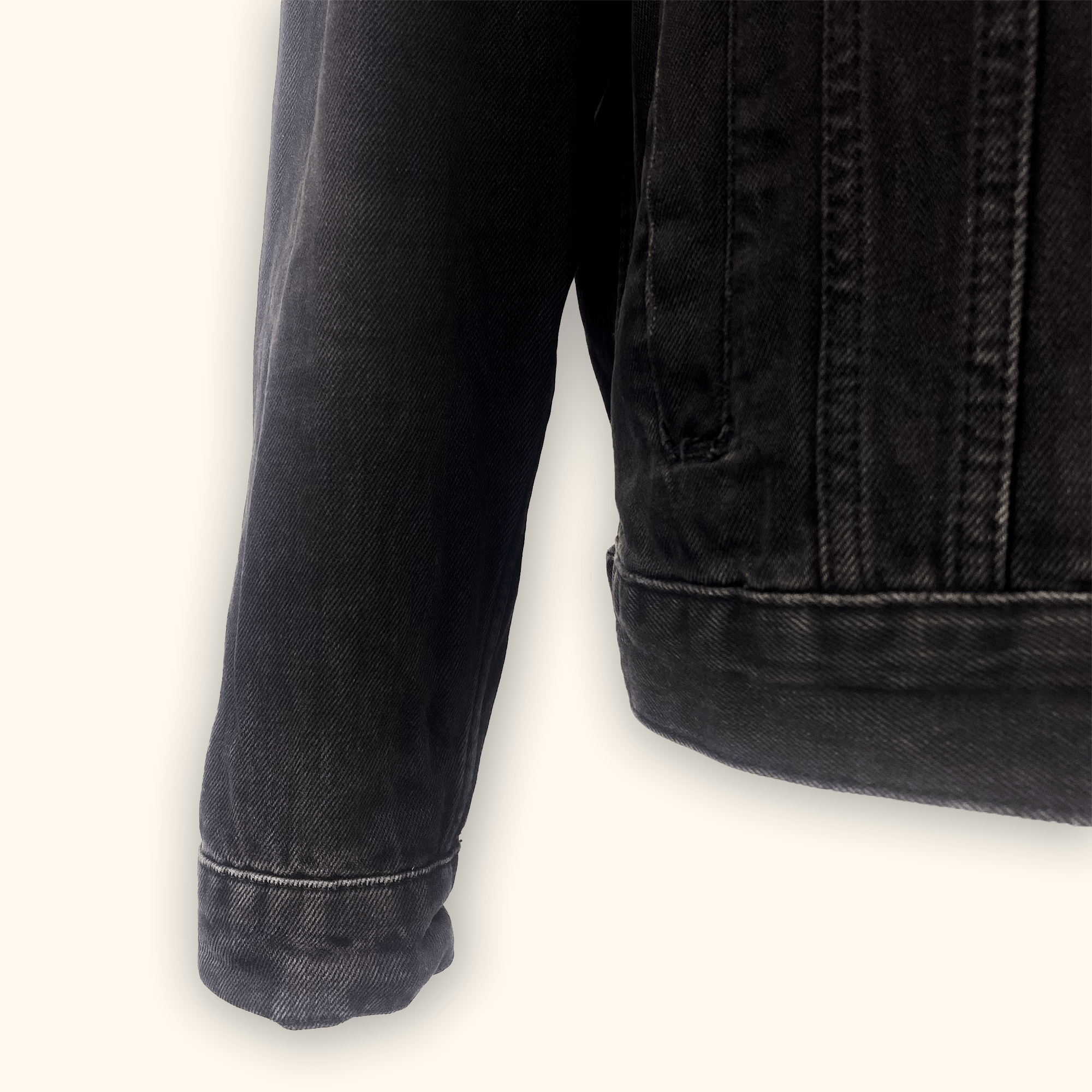 Topshop Washed Out Black Denim Jacket - Size 8