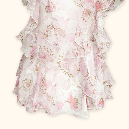 River Island Pink Ruffle Blouse - Size 12