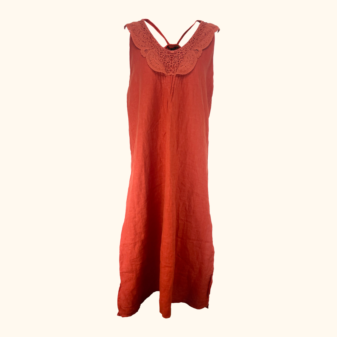 Zara Terracotta 100% Linen Midi Dress - Size Large