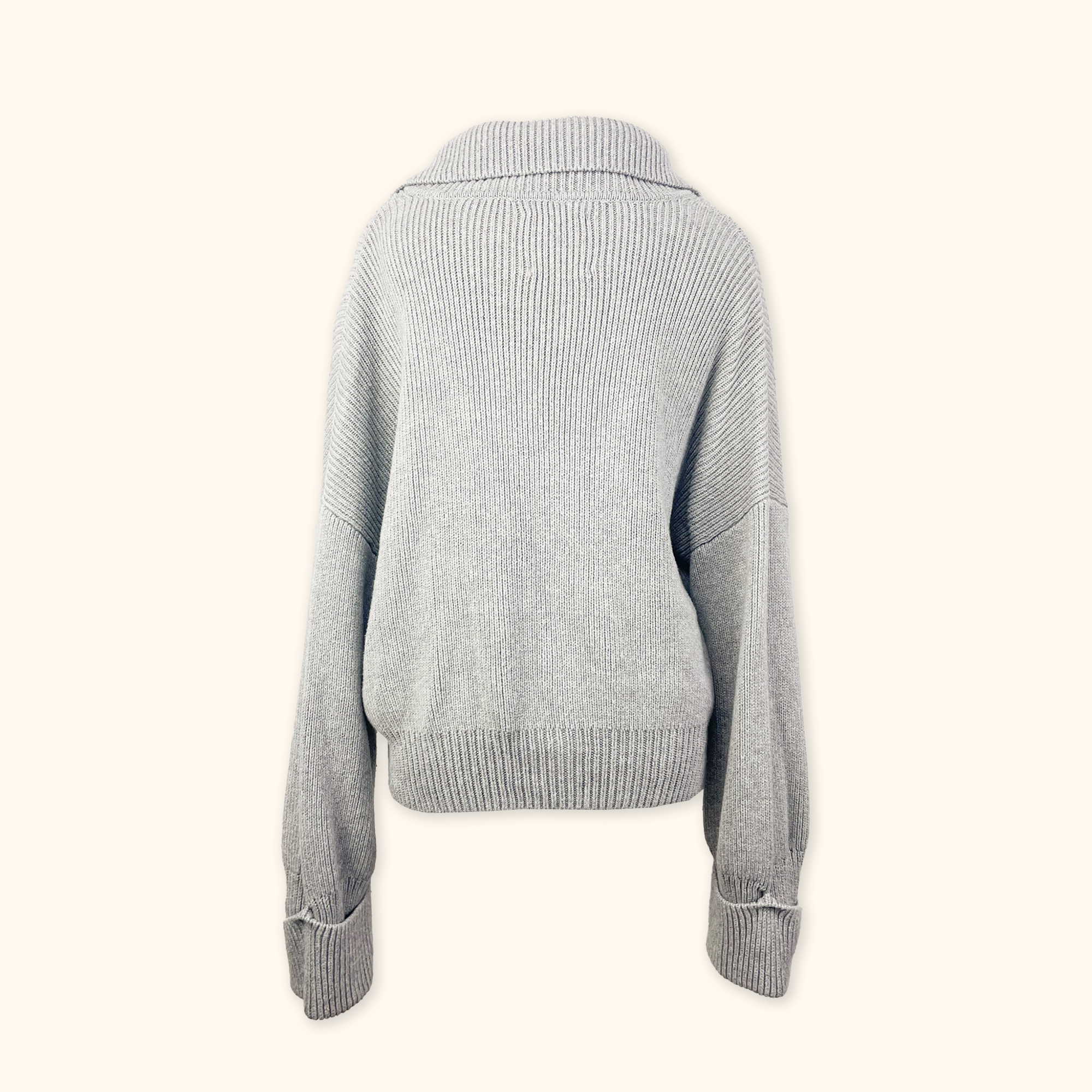 Abercrombie &amp; Fitch Grey Chunky Knit Button Up Cardigan - Size Large Abercombie &amp; Finch