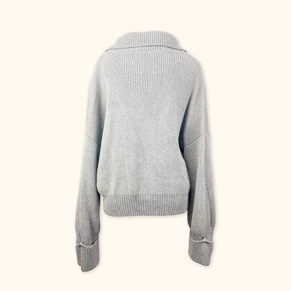 Abercrombie &amp; Fitch Grey Chunky Knit Button Up Cardigan - Size Large Abercombie &amp; Finch