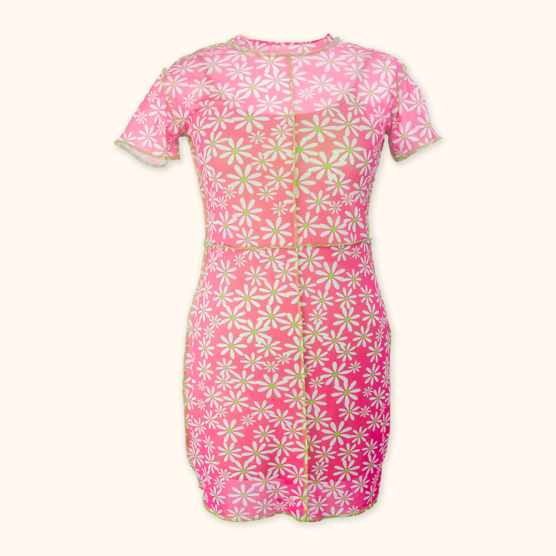 The Ragged Priest Pink Floral Mesh Mini Dress - Size Small
