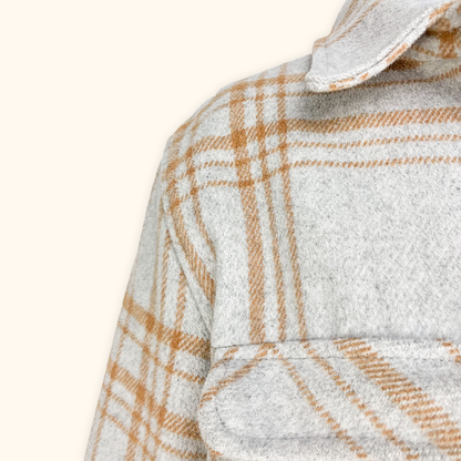 Object Owen Light Grey Plaid Shacket - Size 12