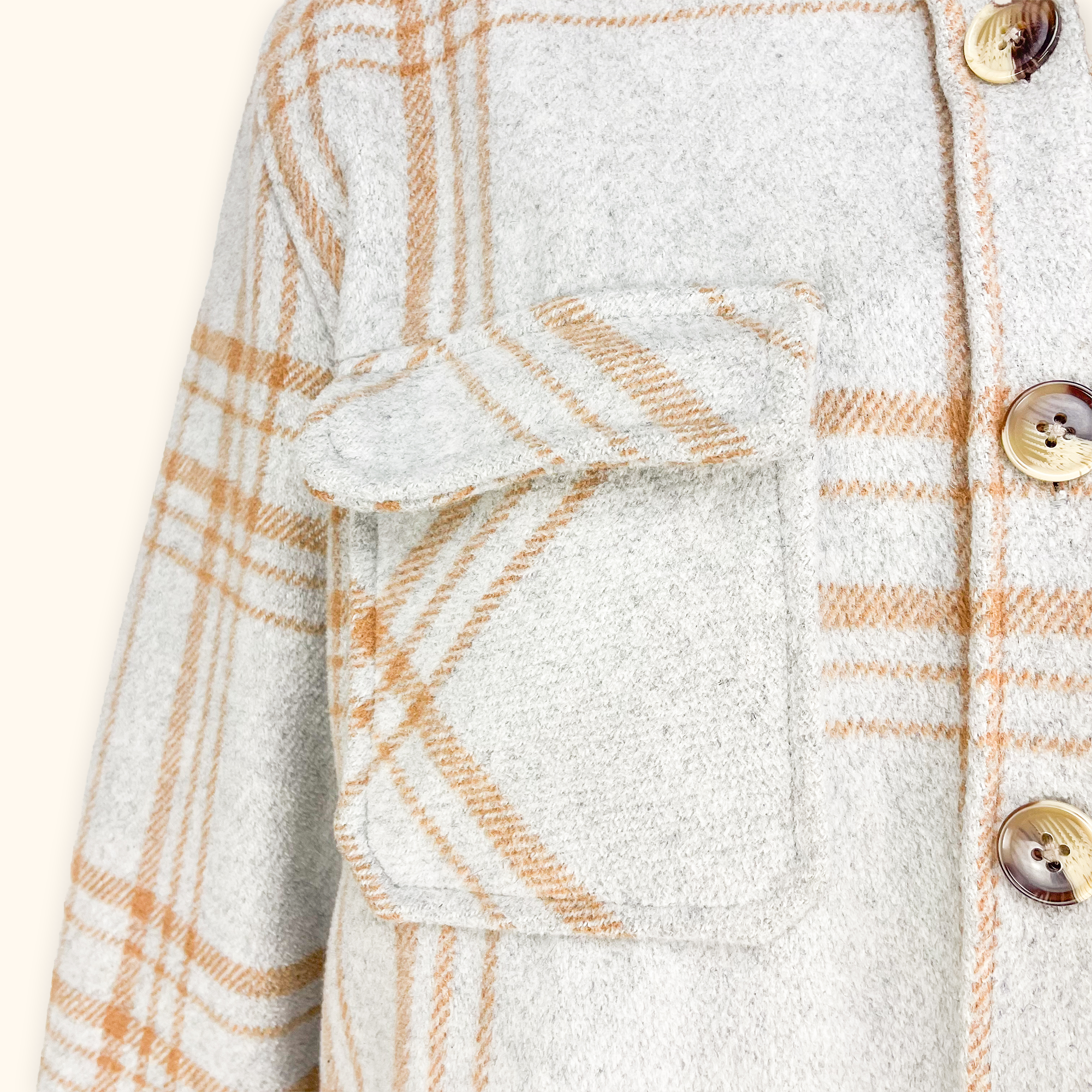 Object Owen Light Grey Plaid Shacket - Size 12