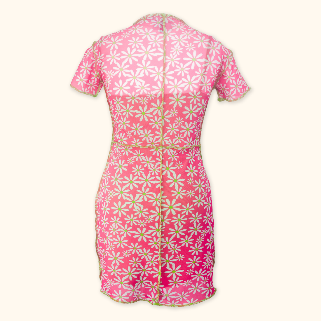The Ragged Priest Pink Floral Mesh Mini Dress - Size Small