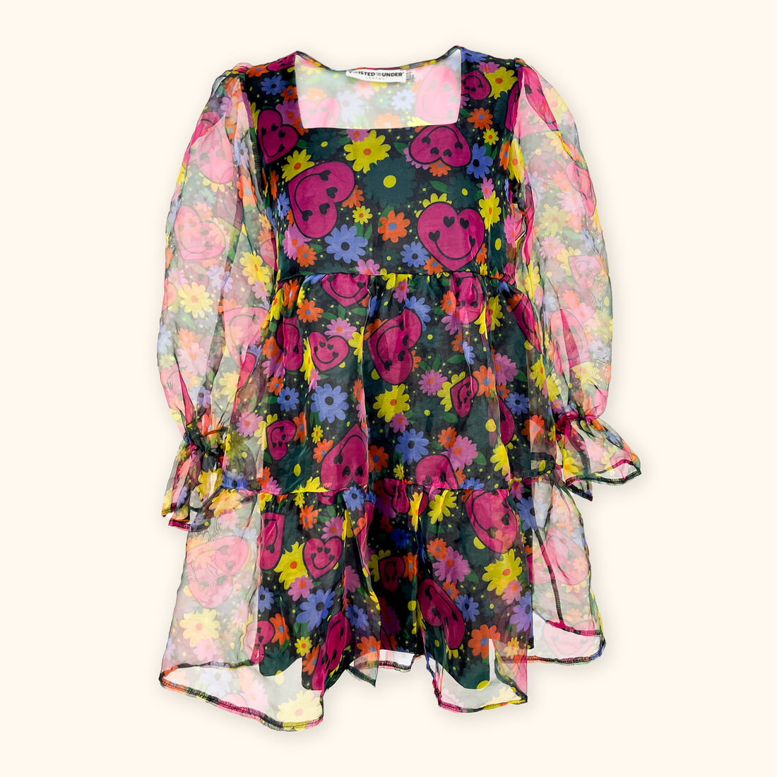 Twisted Wunder Smiley Face Organza Dress - Size 10