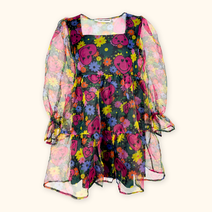 Twisted Wunder Smiley Face Organza Dress - Size 10