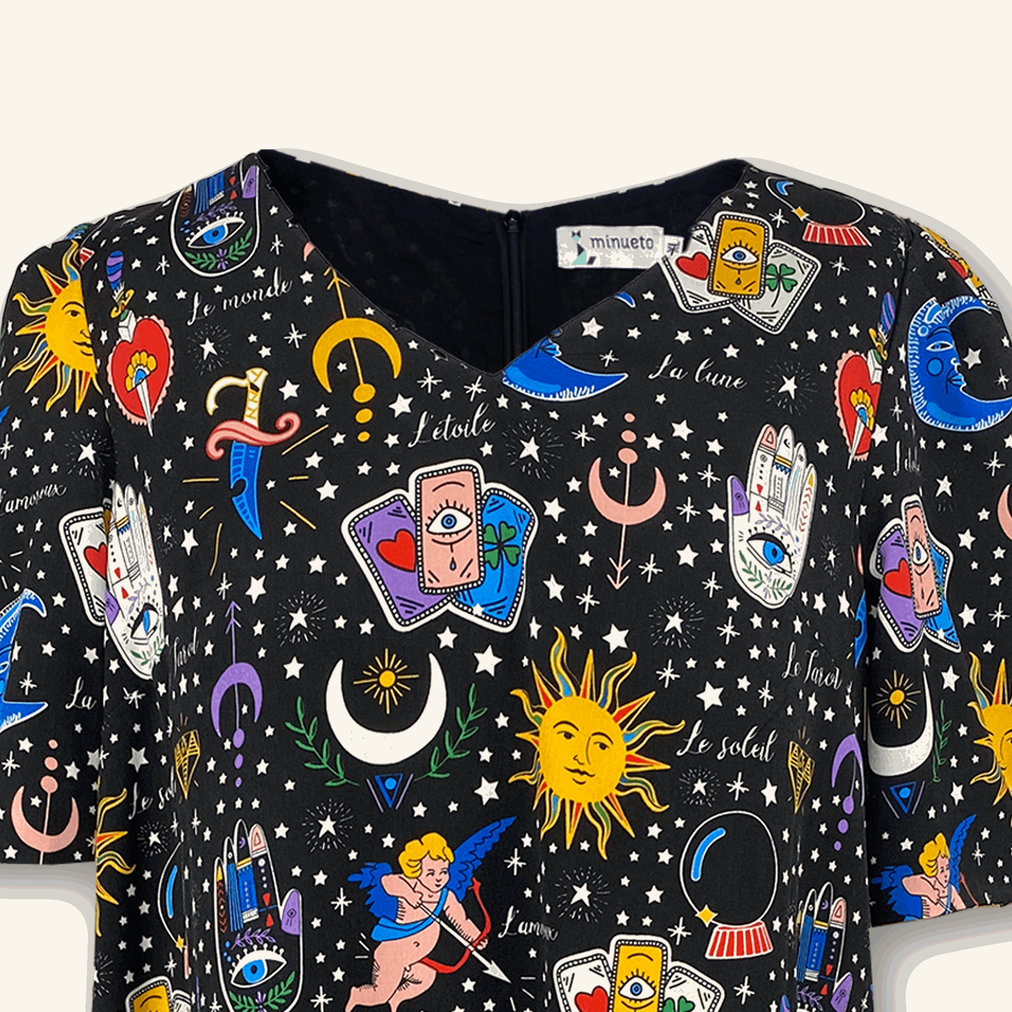 Colourful Short Sleeve Printed Cosmic Dress - Size XL