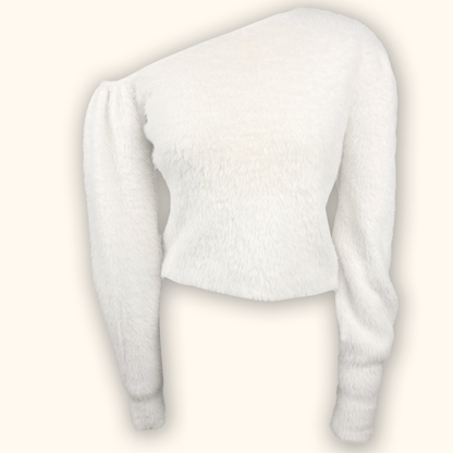 Karen Millen Drop Shoulder White Jumper - Size Medium