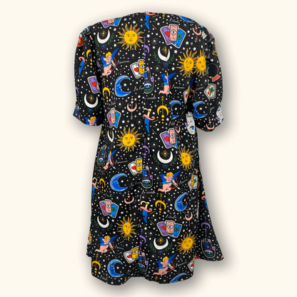 Colourful Short Sleeve Printed Cosmic Dress - Size XL