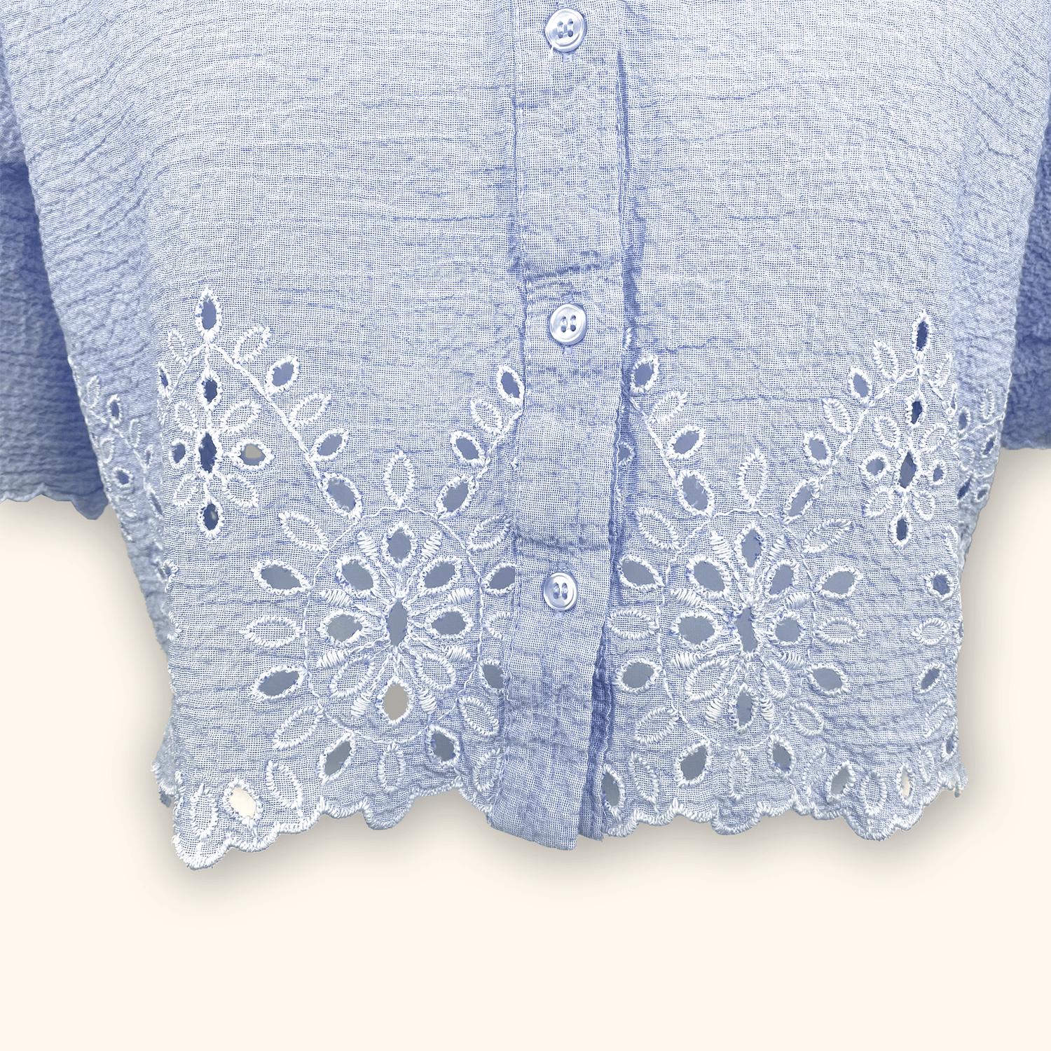 Zara Light Blue Cropped Shirt - Size XL