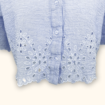 Zara Light Blue Cropped Shirt - Size XL
