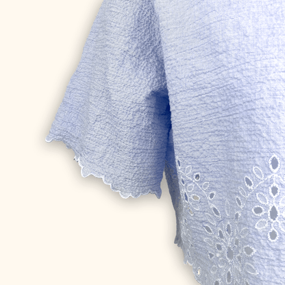 Zara Light Blue Cropped Shirt - Size XL