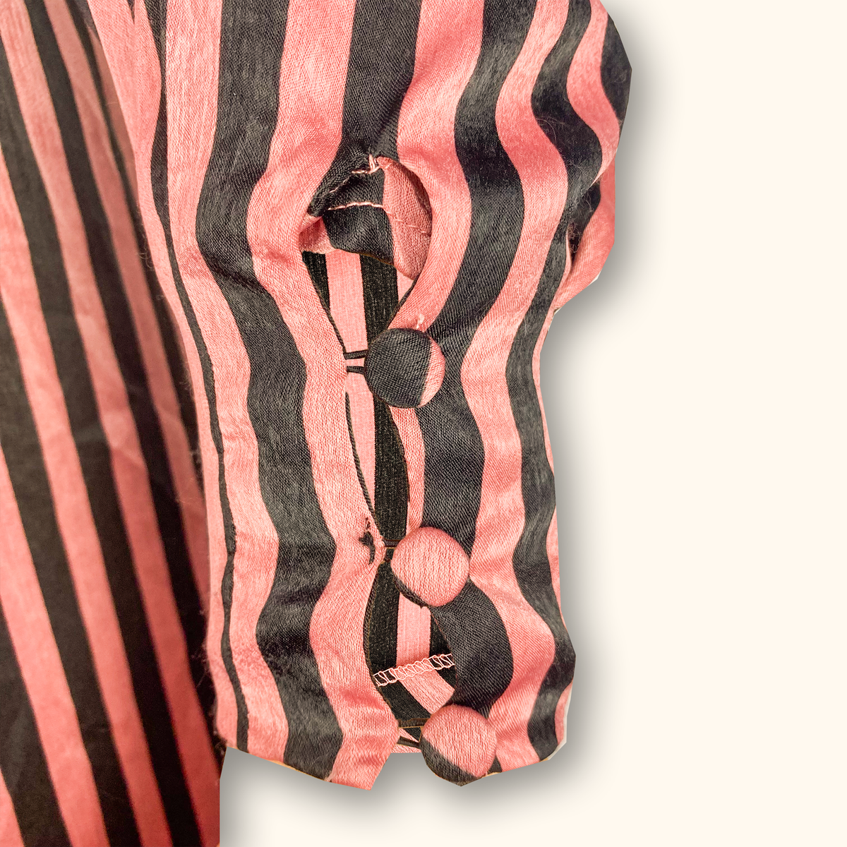 Mango Pink Stripe Satin Long Sleeve Midi Dress - Size 10