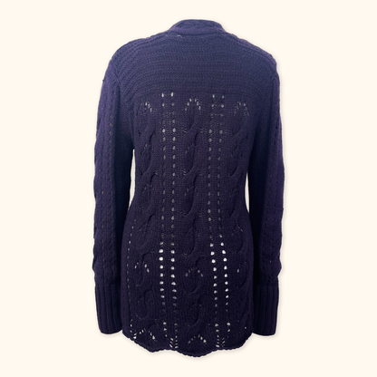 DKNY Purple Cable Knit Cardigan - Size XL DKNY Jeans